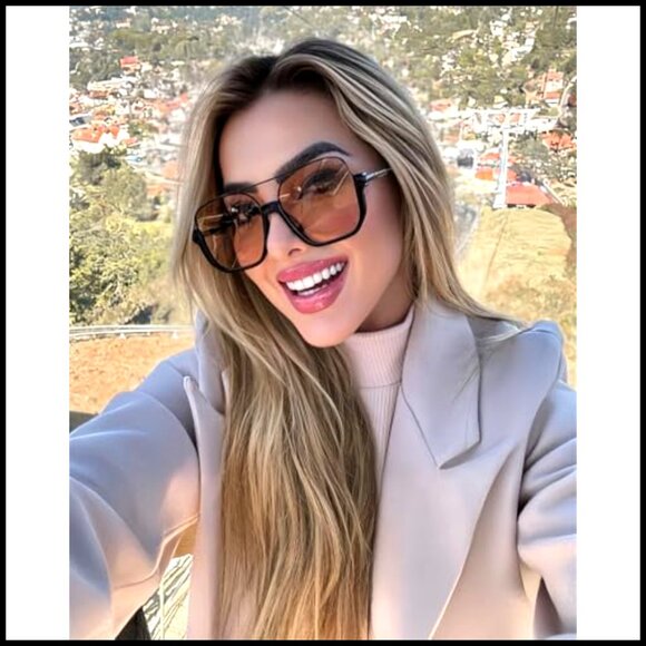 Retro Oversized Aviator Sunglasses Square Double Bridge Pilot Sun Glasses